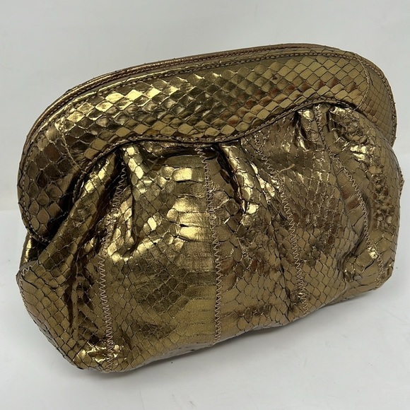 Meyers Gold Python Small Clutch Shoulder Bag - Picture 1 of 10